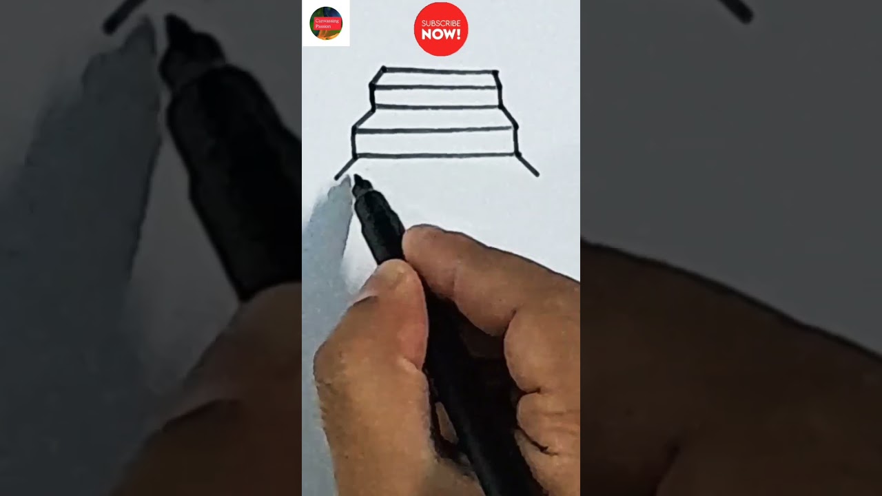 Draw a simple staircase using these simple steps #shorts #ashortaday Canvassing Passion