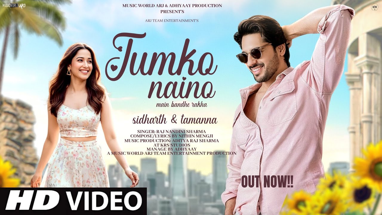 🌹 Tumko Naino Mein | 2025 Romantic Hindi Song | Sidharth Malhotra & Tamannaah