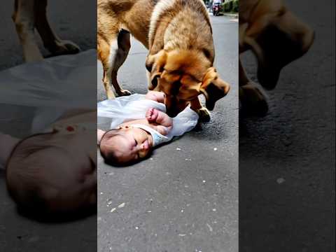 Dog was trying to help the Poor abandoned children #kindness #lovely #emotional
