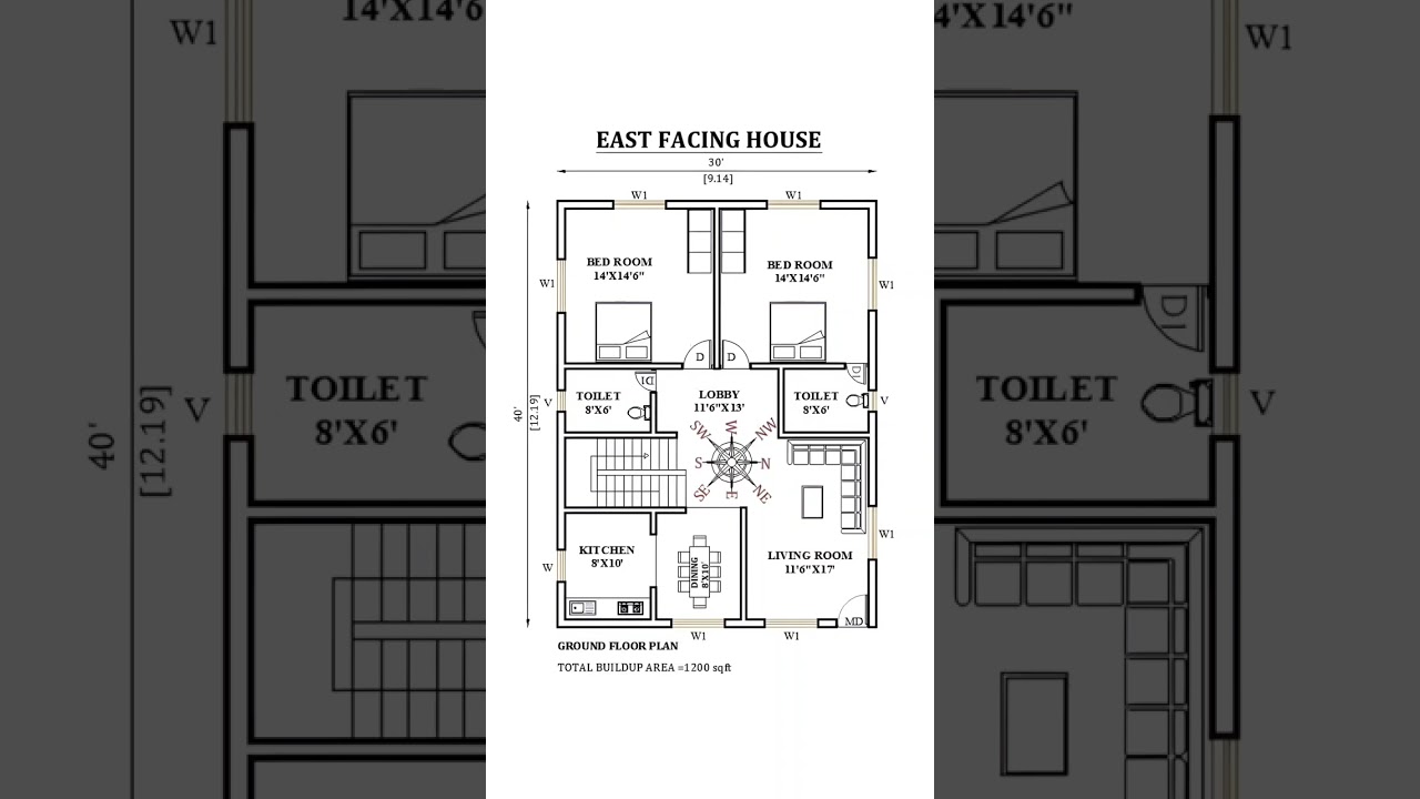 30x40 East-Facing Vastu House Plans 🏡