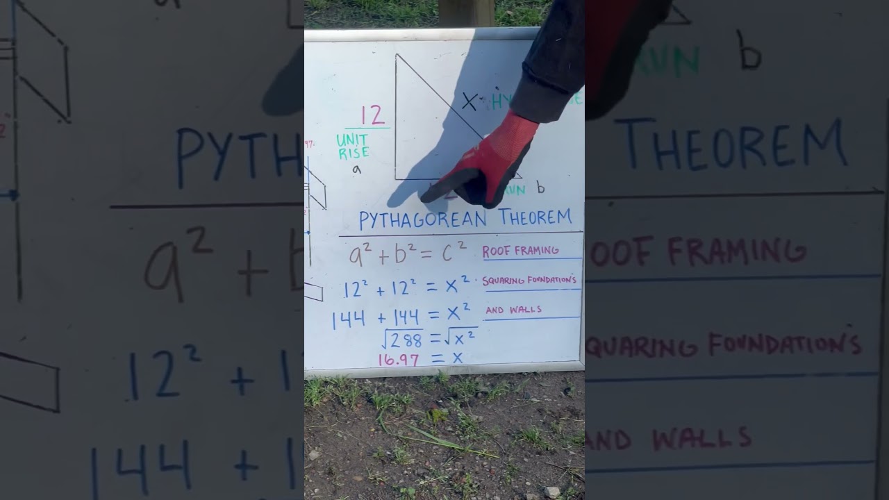 Carpentry and The Pythagorean Theorem #carpenter #carpentry #tips #pythagoreantheorem #youtubeshorts