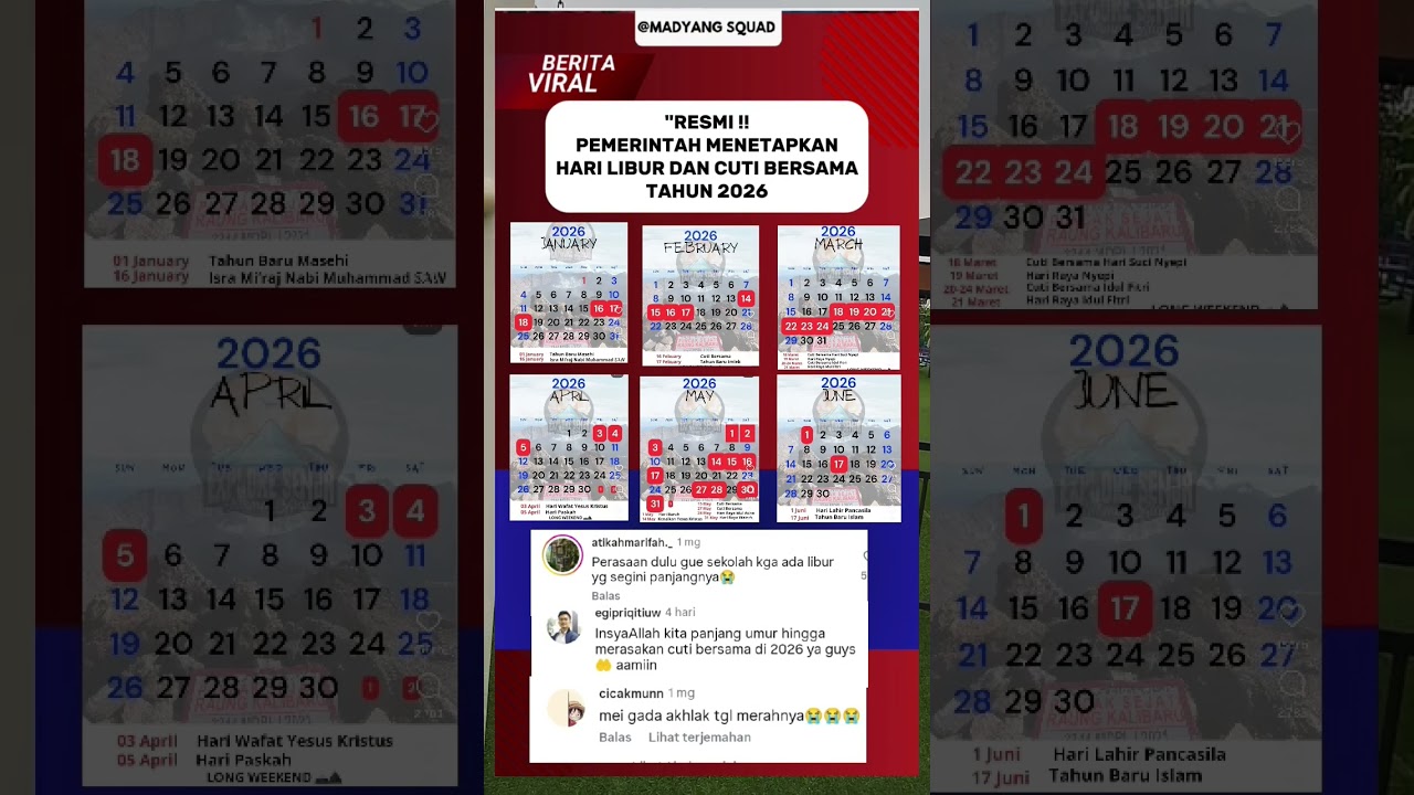 Pengumuman Resmi: Hari Libur dan Cuti Bersama Tahun 2026 Ditetapkan Pemerintah