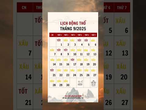Lịch động thổ tháng 9 năm 2025 #tuvi #tuvivn #tuvivietnam #phongthuy #tamlinh #tuvi2025 #atty2025