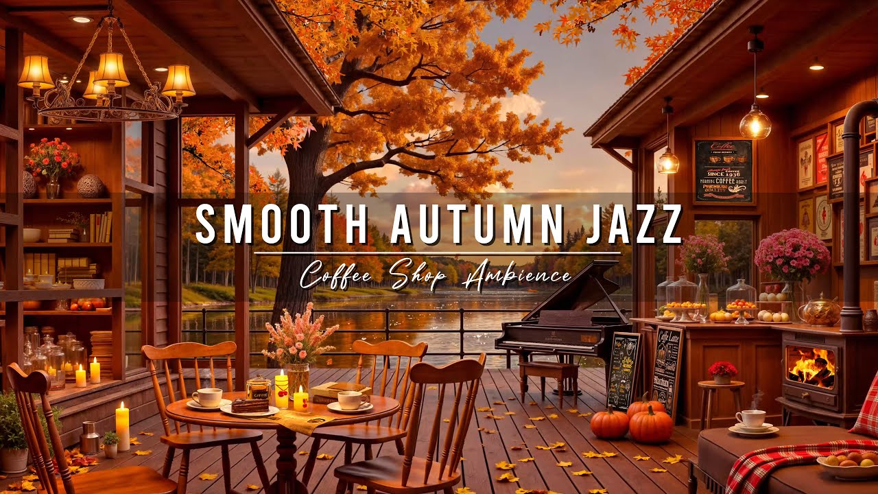 Relaxing Smooth Jazz & Cozy Autumn Coffee Shop Ambience ☕🎶
