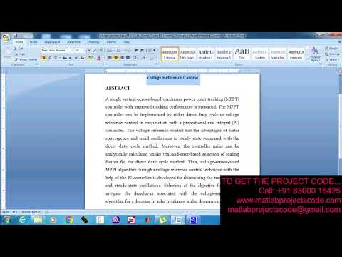 Voltage Sensor Based MPPT for Stand Alone PV Systems Through Voltage Reference Control-2019-20