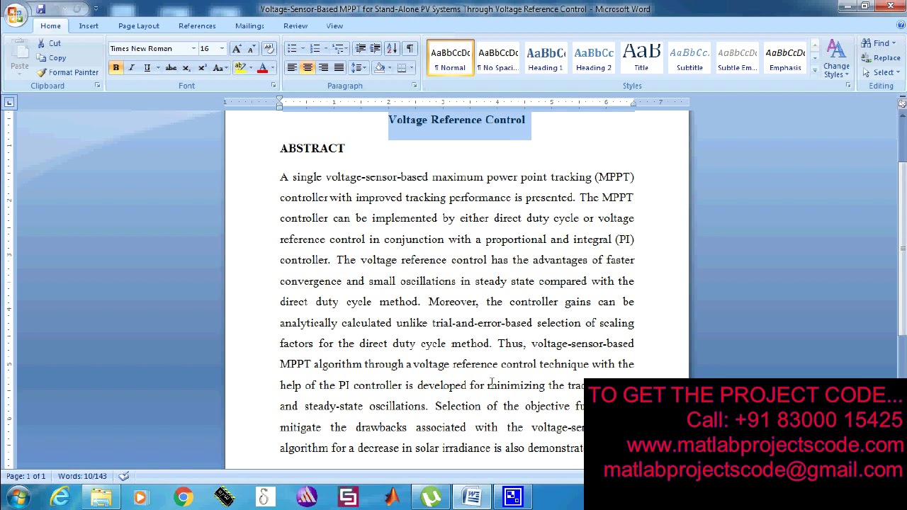 Efficient Voltage Sensor-Based MPPT for Standalone PV Systems 🌞