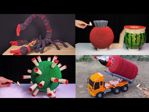 4 Most Amazing Matches Art Chain Reaction Domino Effect,The Best Match Stick Powered Experiment!