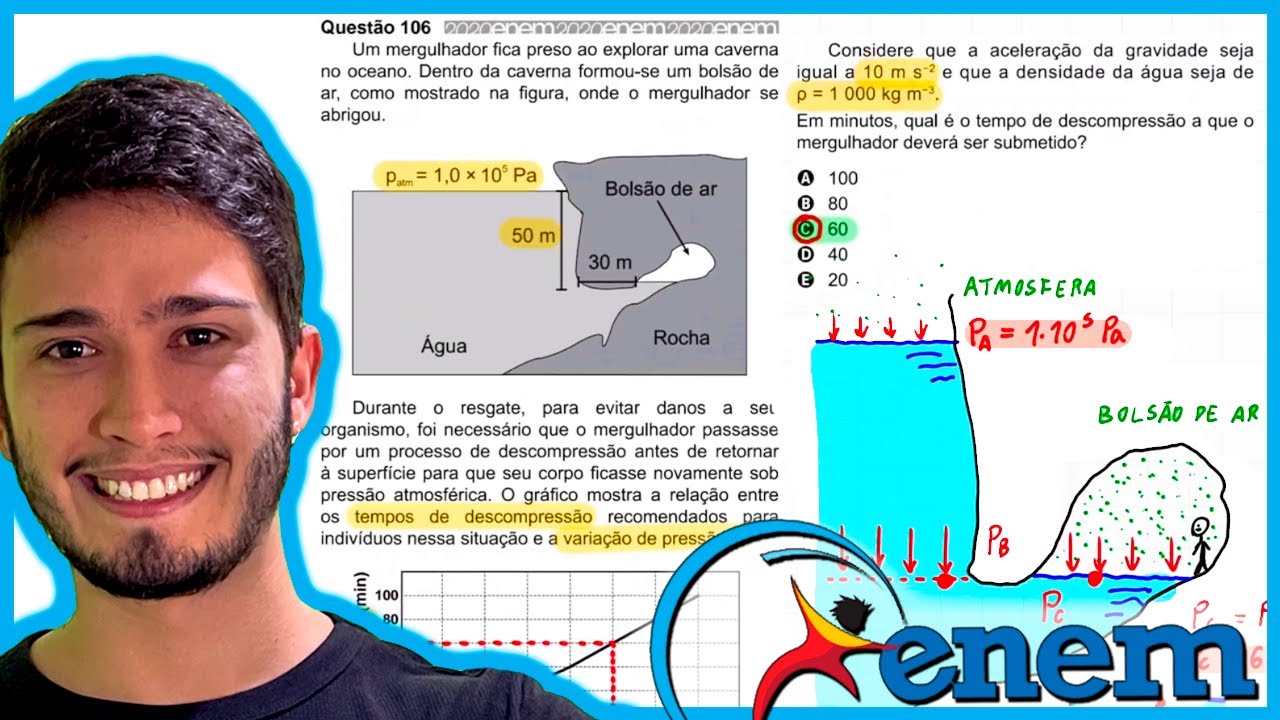 ENEM 2020: Mergulhador preso em bolsão de ar 🌊