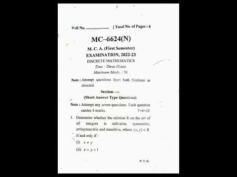 MCA 1st Sem Discrete Mathematics PYP 2022-23 #bu #bundelkhanduniversity #mca #pyp #bca #imp #exams