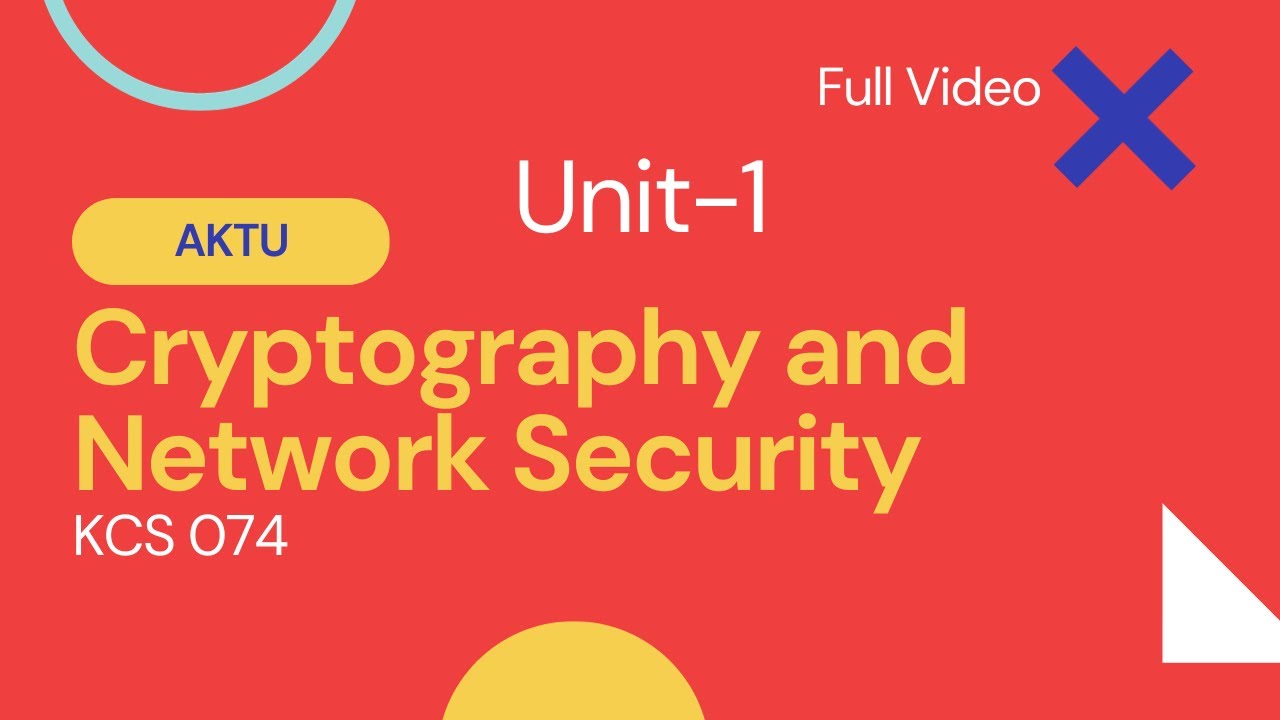 Cryptography & Network Security | Complete Unit 1 | AKTU KCS074 π