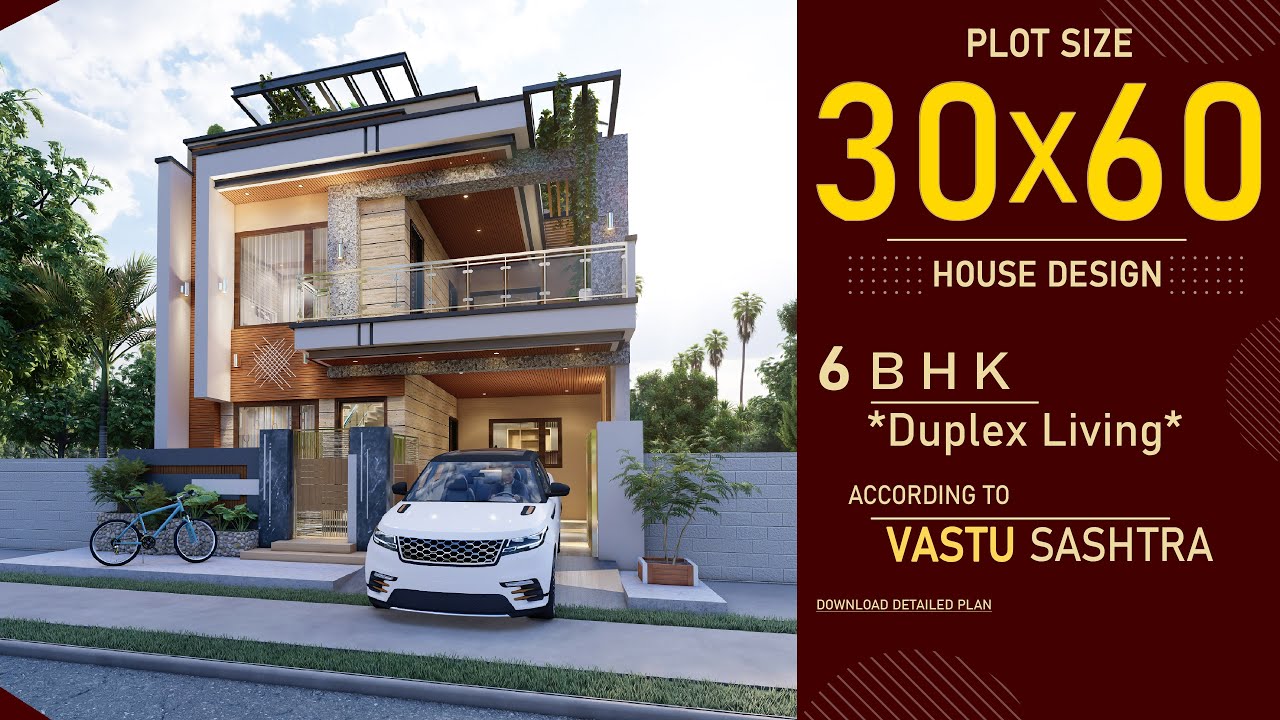 30x60 South-Facing 6BHK Duplex House Design ๐ก