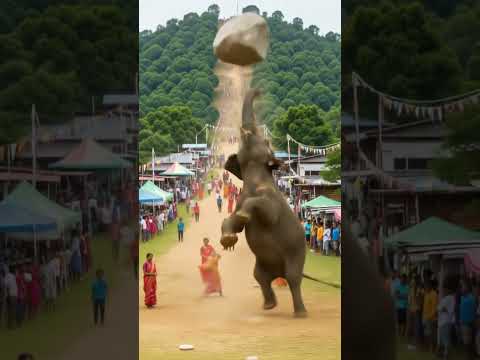 Elephant Tosses Stone, It Falls Back—Watch What Happens Next! | AI Animation #Shorts