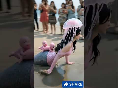 Gorgeous mother Mermaid with adorable baby girls 🧜‍♀️ #mermaid #funnyshorts #shorts