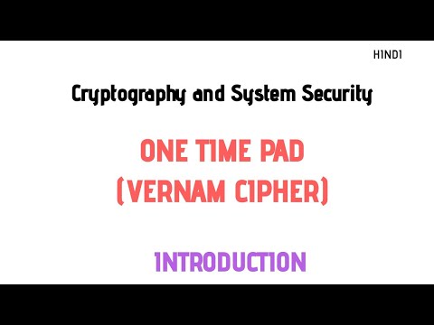 One Time Pad | Vernam Cipher| Substitution Cipher Techniques| Introduction in Hindi | CSS