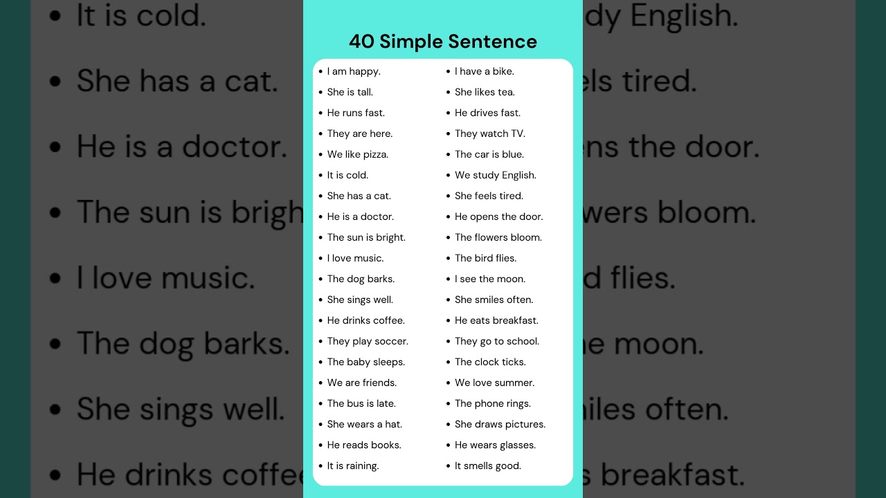 40 Simple Sentences in English – Improve Your Grammar & Speaking Skills Easily! 🔥