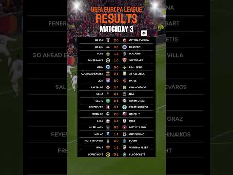 UEFA Europa League Matchday 3 – All Results #uel #uefaeuropaleague #europaleague