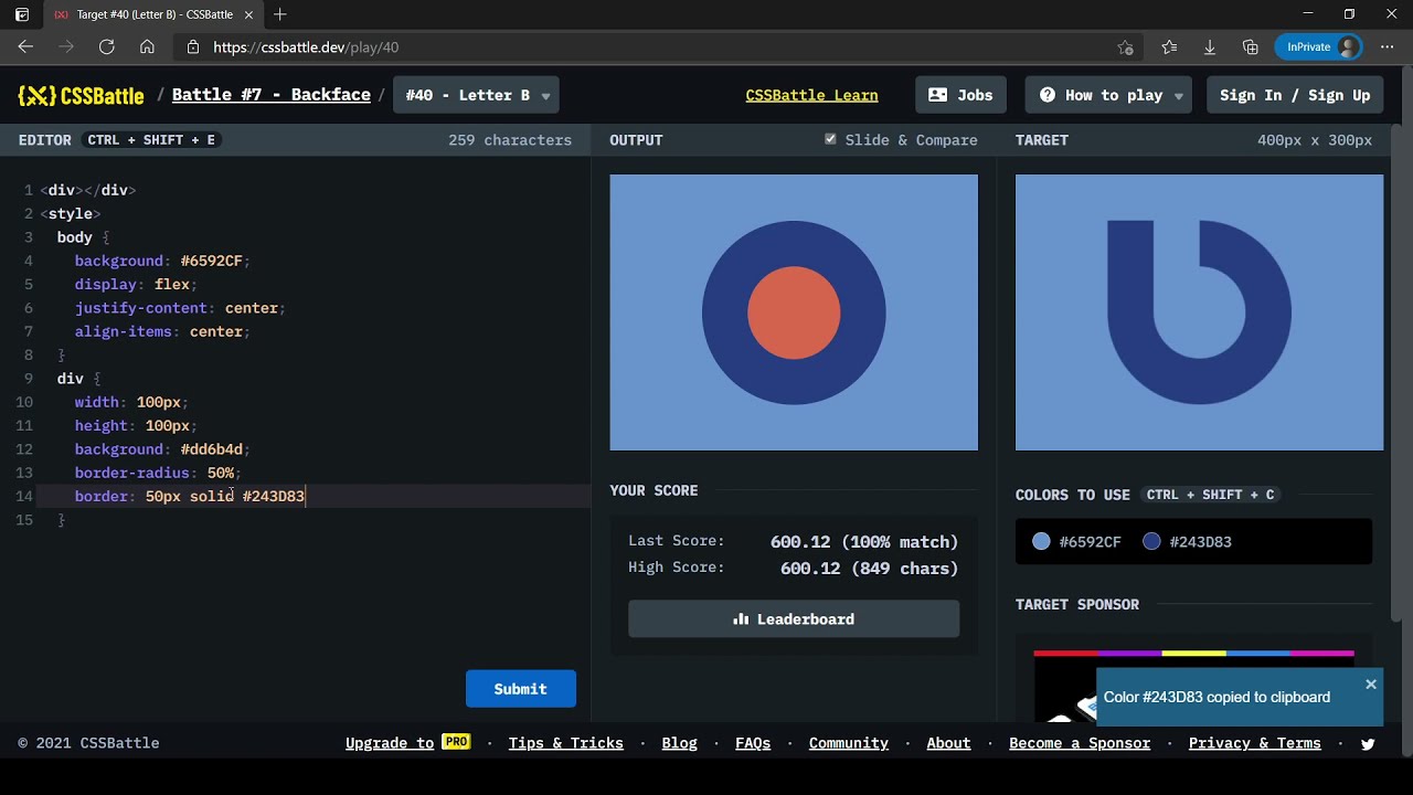 CSS Battle #40: Letter B Solution | All CSSBattle.dev
