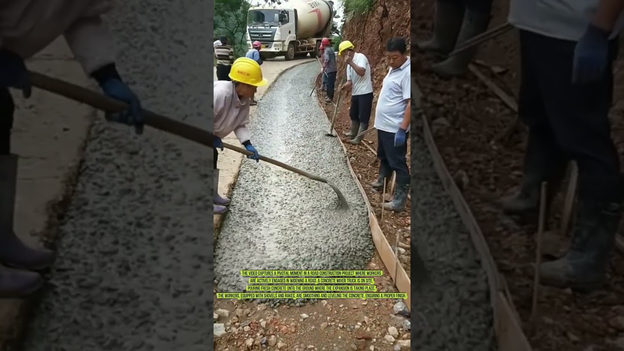 Road Expansion Underway: Concrete Pouring in Progress 🚧