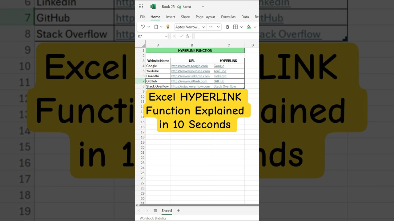 Excel HYPERLINK Function in 10 Seconds 🚀