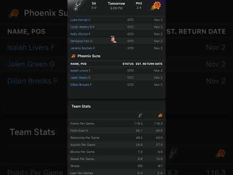 Phoenix Suns VS San Antonio Spurs Free NBA Betting Info For 11/2/25