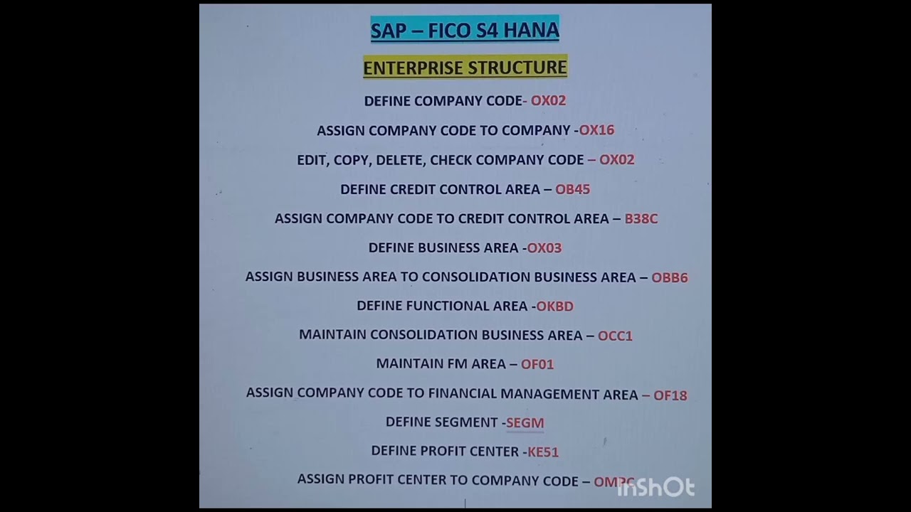 SAP FICO S4 HANA Enterprise Structure T-Code (01)