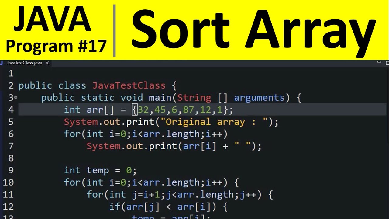 Java Program to Sort Integer Array in Ascending Order