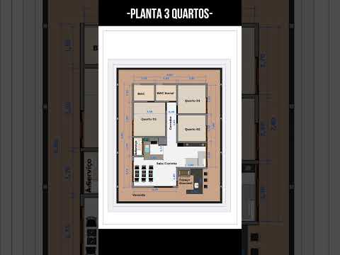 PLANTA DE CASA 3 QUARTOS | HOUSE PLAN | PLANO DE CASA