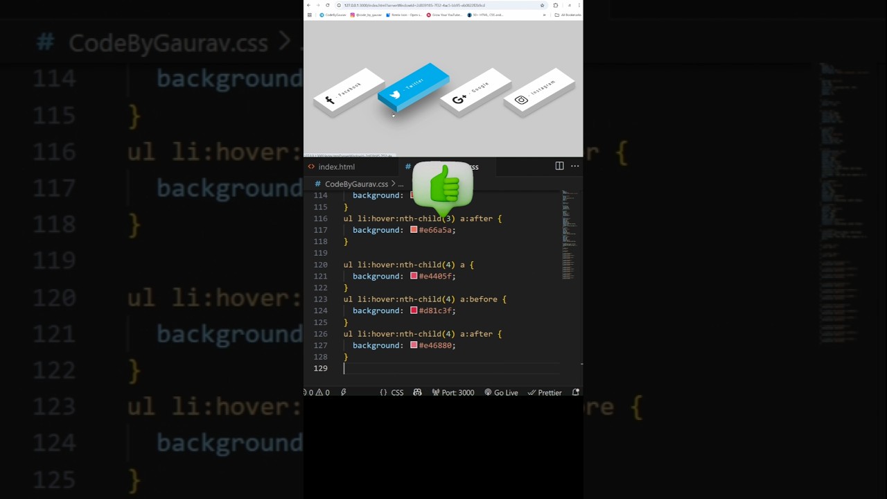 Create Eye-Catching 3D Social Media Tiles with Hover Effects ✨