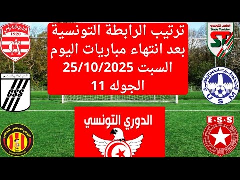 الصراع يشتعل..ترتيب الدوري التونسي اليوم بعد انتهاء مباريات السبت 25/10/2025 الرابطة التونسية
