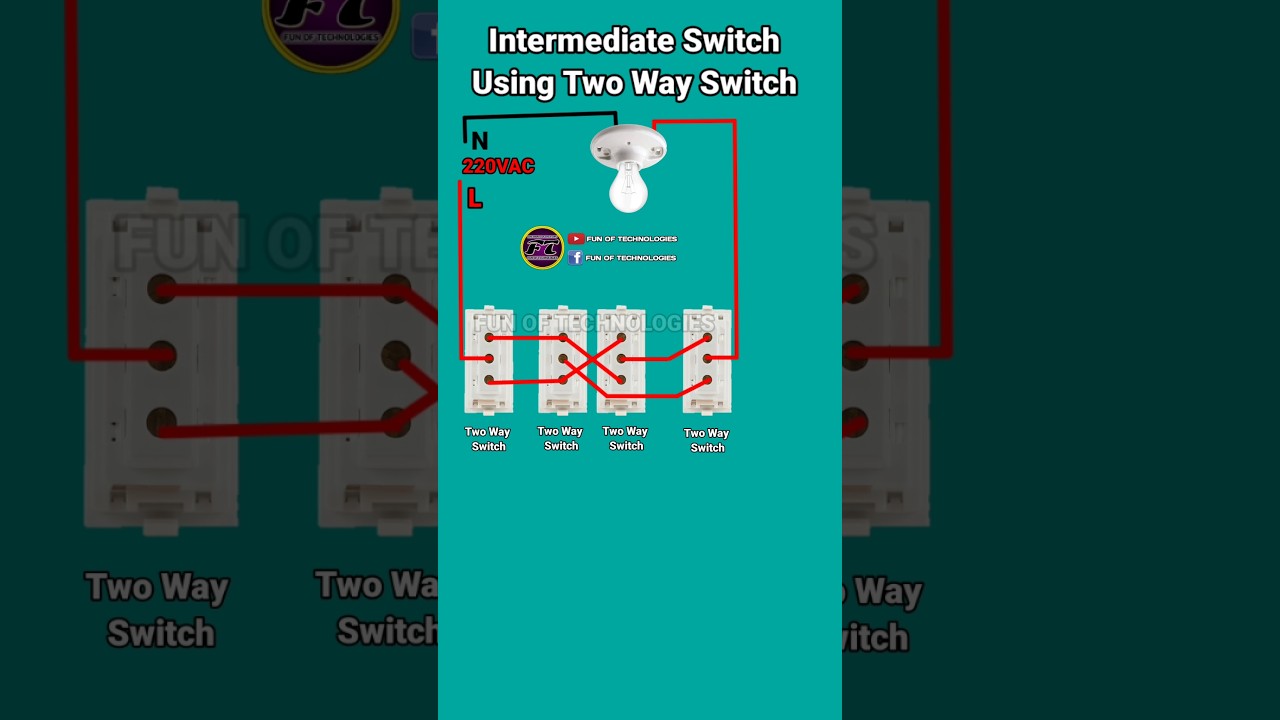 Intermediate Switch Connection Using Two-Way Switches: Diagram and Animation