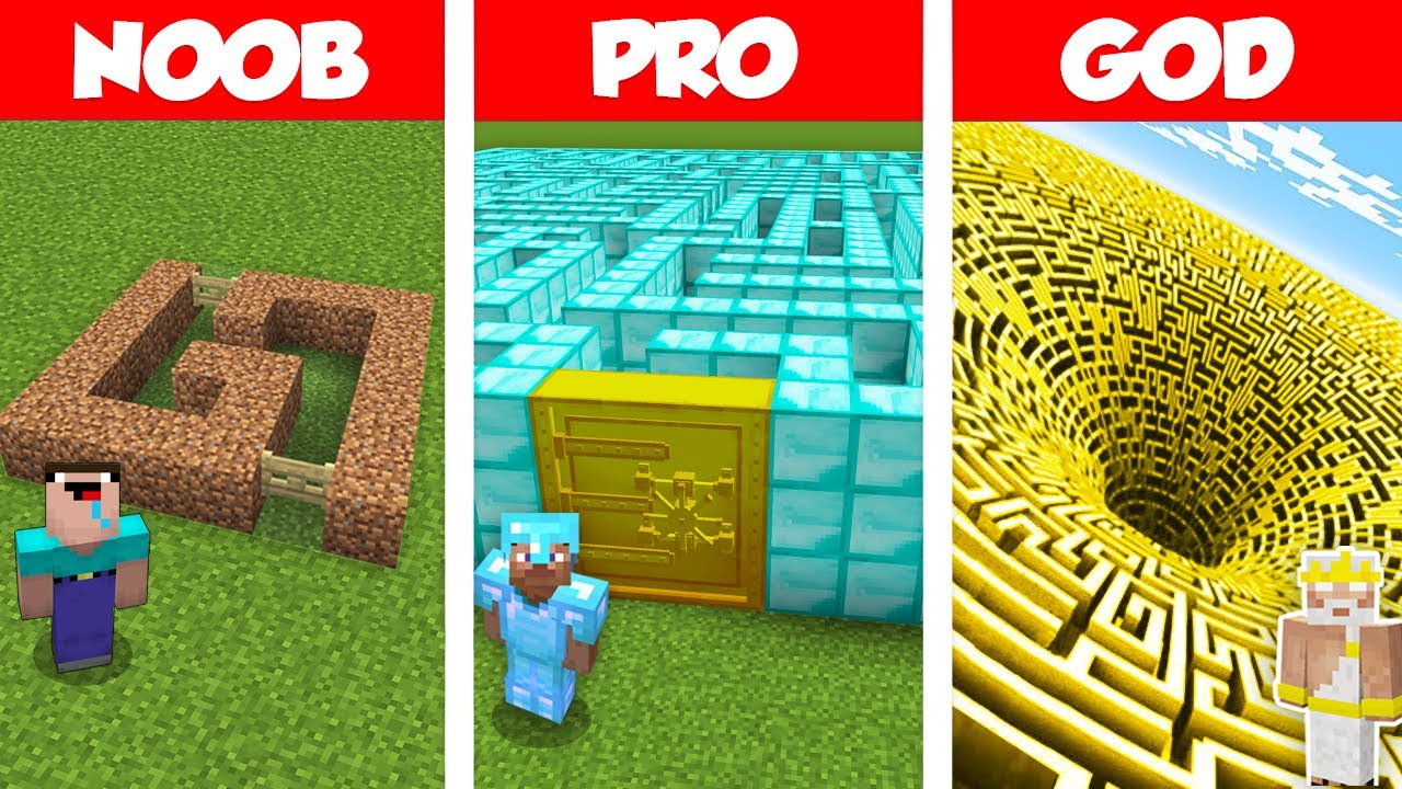 Minecraft Maze House Build: Noob vs Pro vs God! 🏰
