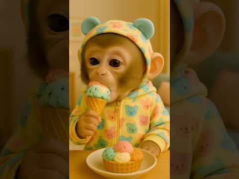 🍦🐵 Mimi Eats an Ice Cream Cone and Smiles Like It’s Summer Forever 😋