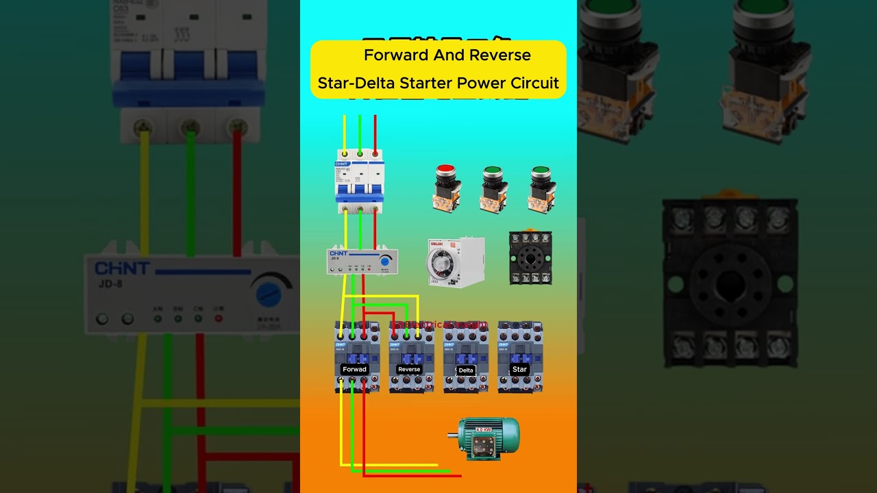Star-Delta Starter Power Circuit: Forward & Reverse ⚡