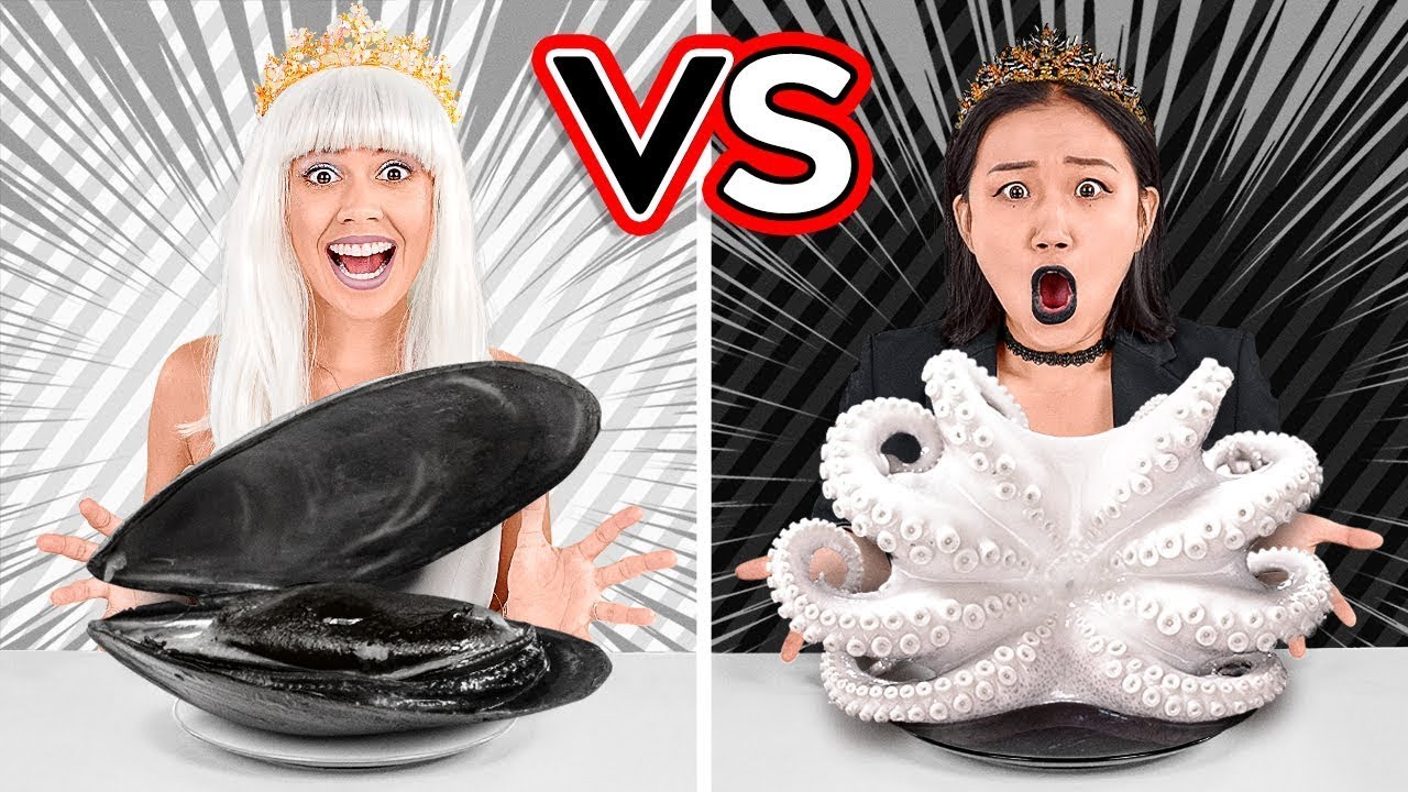 Seru-seruan Makan Makanan Hitam vs Putih dalam 24 Jam! π½οΈ