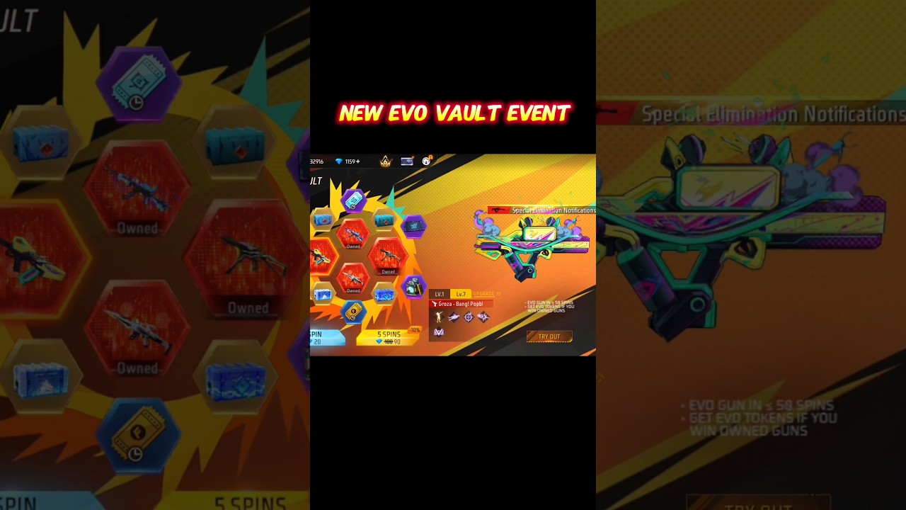 Free Fire EVO Vault Event & Groza Skin Return 🔄