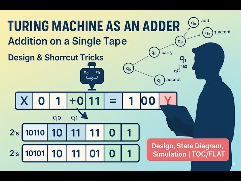 Turing Machine as an Adder: Addition on a Single Tape (Design & Tricks) | Turing Machine (Addition)