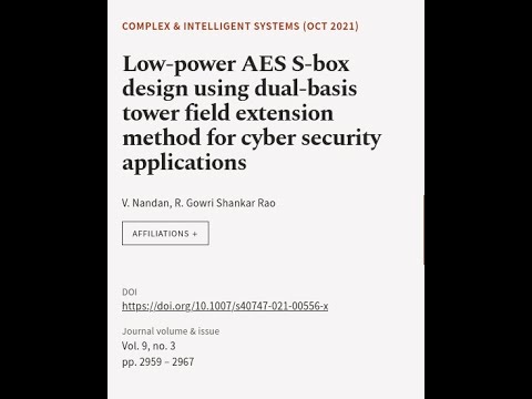 Low-power AES S-box design using dual-basis tower field extension method for cyber se... | RTCL.TV