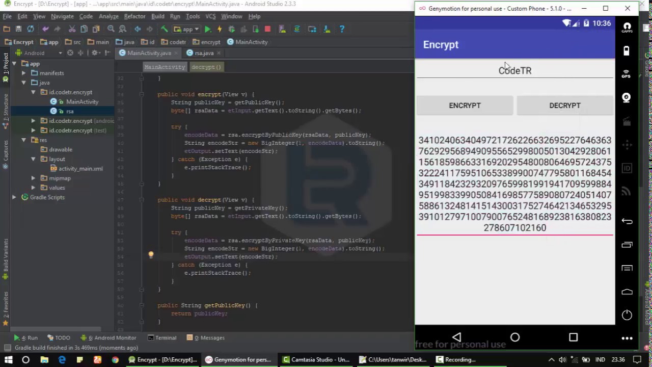 Implement RSA Encryption Algorithm in Android Studio