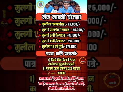 लेक लाडकी योजना माहिती | lek ladki yojana 2024 #lek_ladki_yojana #maharashtrayojana #shorts#ytshorts