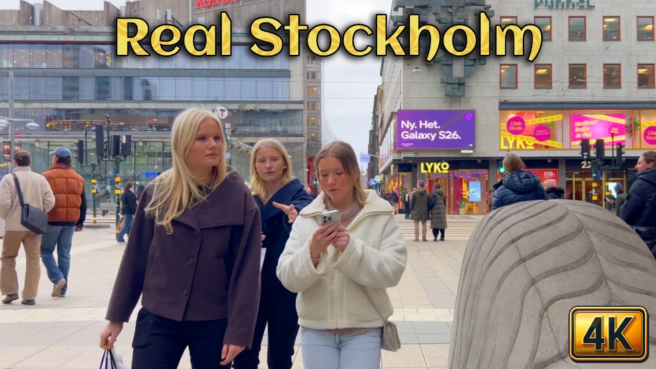 Stockholm Today – March 17 | City Center Walk 4K
