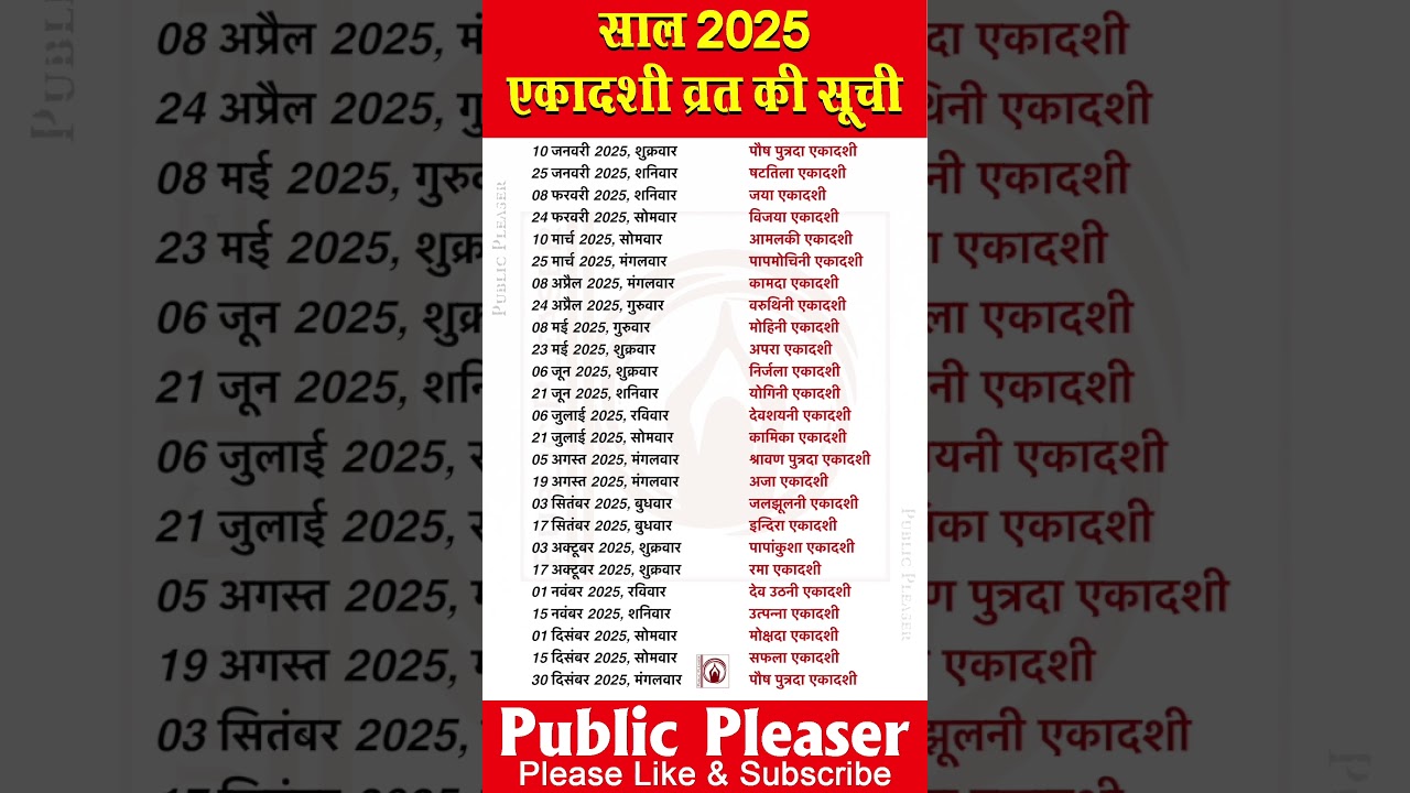Ekadashi Vrat 2025 & List 📅: Dates & Significance