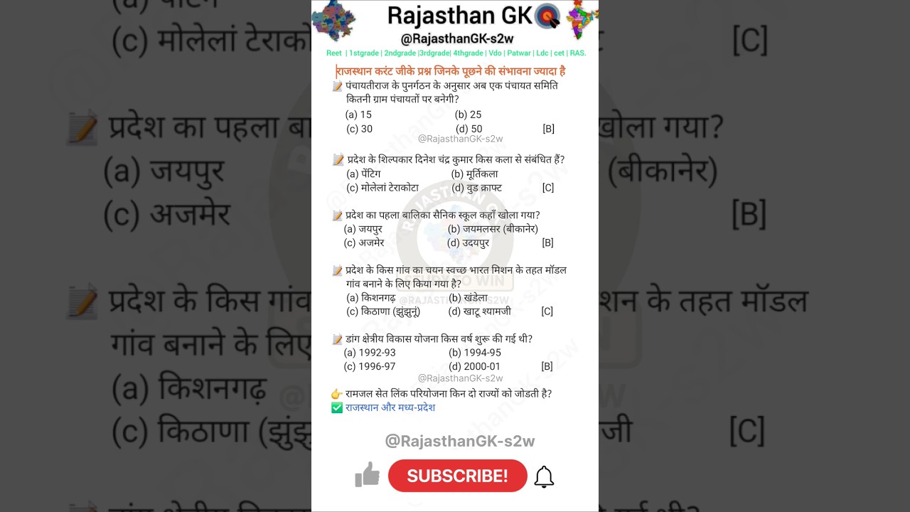 राजस्थान करंट GK 2025 🔥 | सबसे ज्यादा पूछे जाने वाले प्रश्न | 4th Grade Special 🎯 #rajasthangk #gk