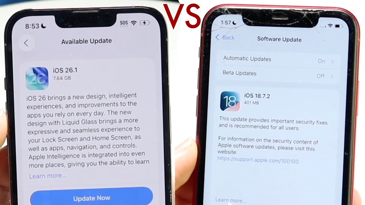 iOS 18.7.2 vs iOS 26.1: Which Is Better? 📱