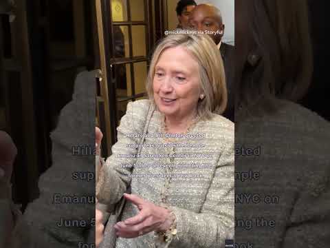 Hillary and Bill Clinton Greet Supporters Outside Event