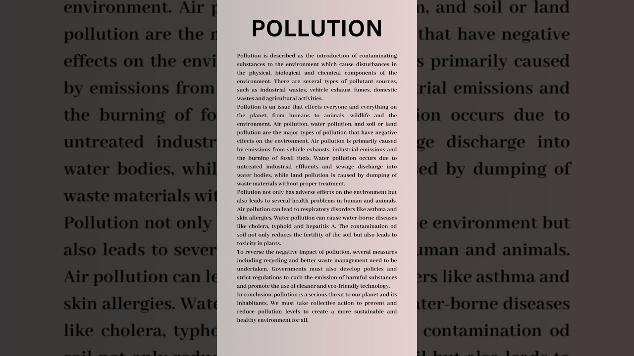 Short paragraph on pollution in  English| short essay on pollution in English #shorts #ytviral
