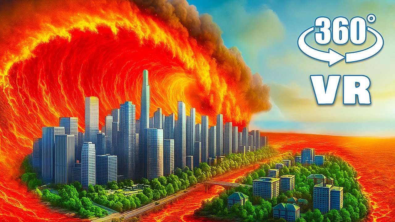 VR 360° Lava Tsunami Hits City 🌊