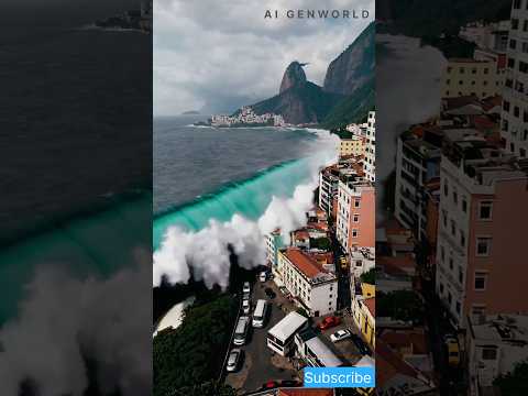 Huge waves crash into coastline - Ai Generated 🌊