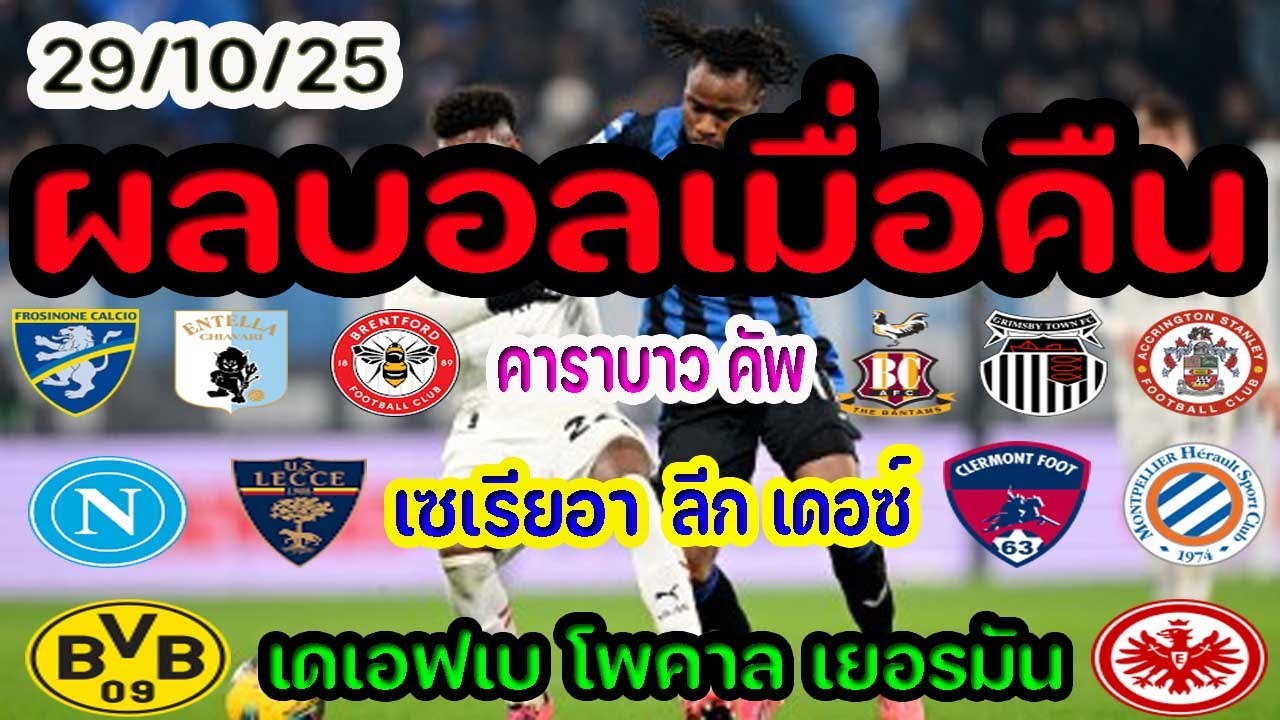ผลบอลเมื่อคืนและโปรแกรมบอล 28/10/25 ⚽