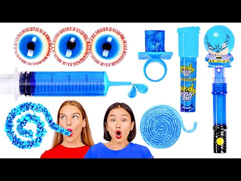 SATU WARNA MAKANAN SEHARIAN! Yang TERAKHIR Makan yang Biru! Mukbang oleh 123 GO! CHALLENGE