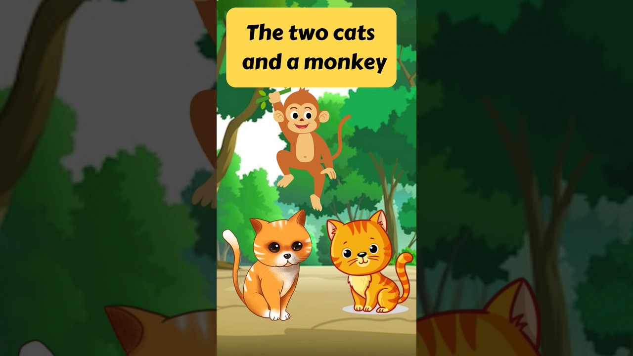 The Two Cats and a Monkey -Short moral story for kids - learn English #childrensstories   #learn